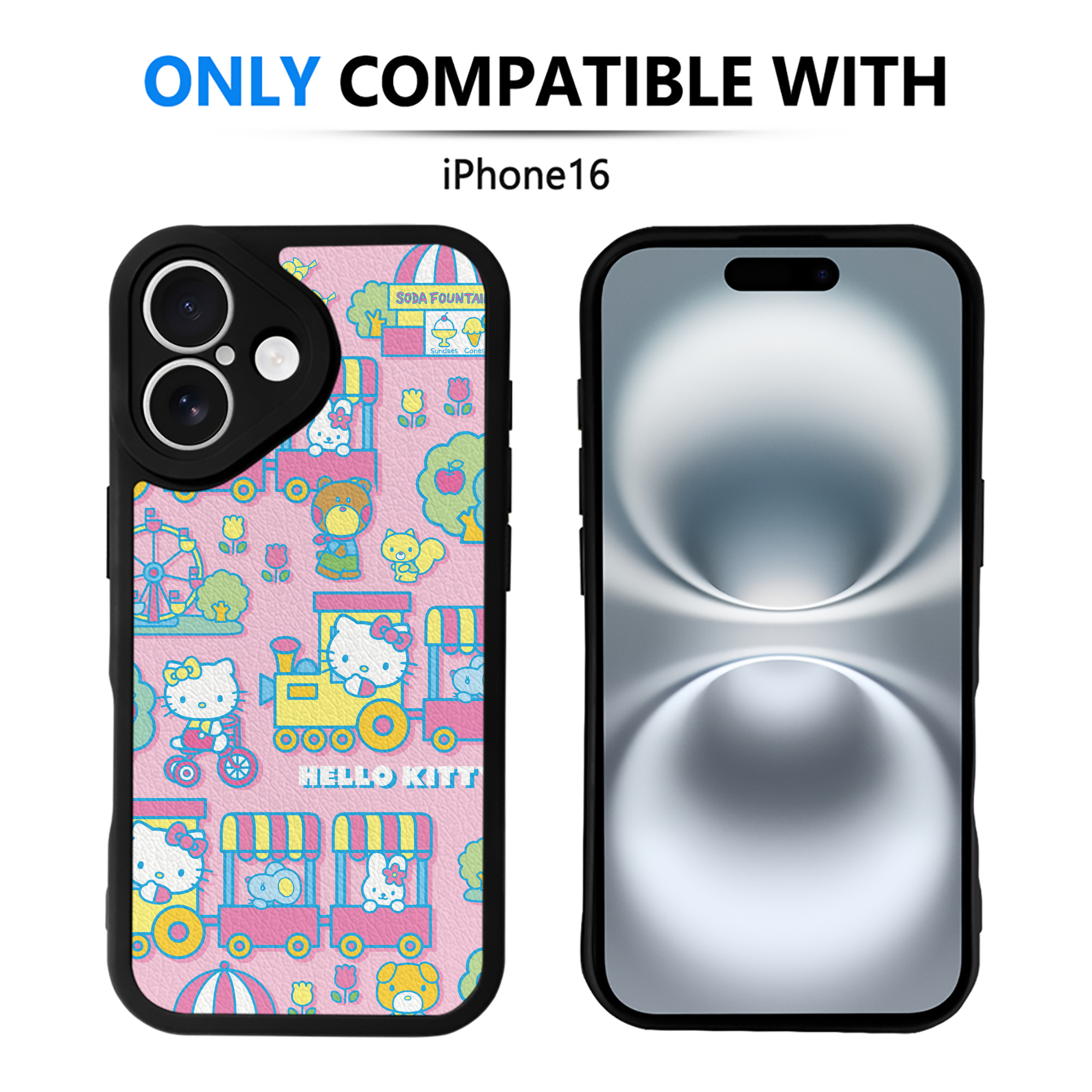 （画像用） Hello Kitty ハローキティ 【iPhone 16シリーズ対応】シリコンスマホケース（レザー調） 材質：シリコン